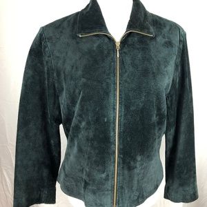 YVONNE MARIE Suede Jacket Coat Dark Green Size 8